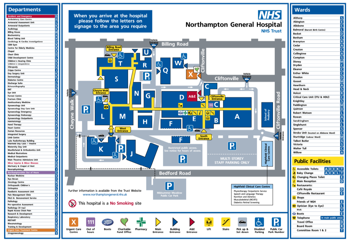 Map of Northampton general hospital 